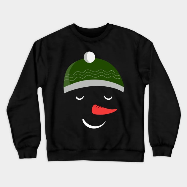 Fun Winter Snowman Face with Hat Design Crewneck Sweatshirt by Dibble Dabble Designs